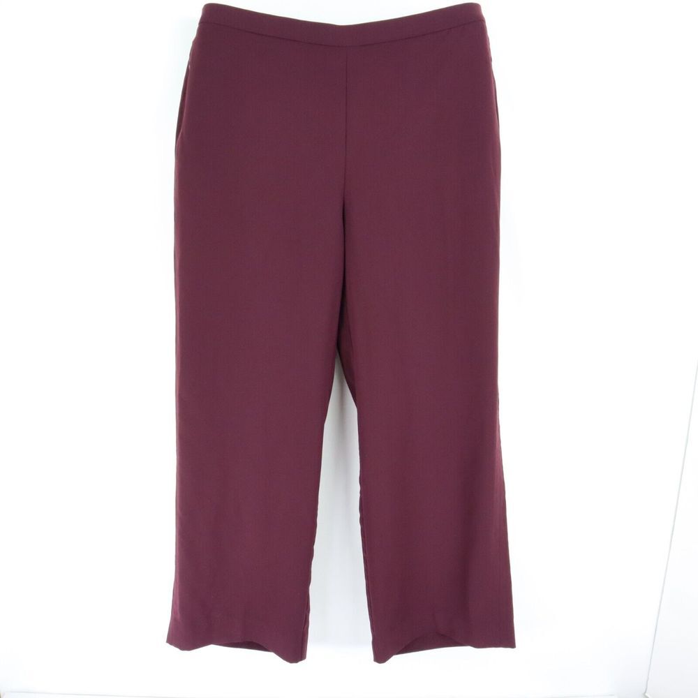Chico's Stretch Waist Pants High Rise Womens Size‎ 3R Purple Stretch Zip Pockets
